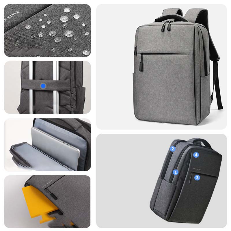 Mochila para ordenador portátil de 17,3 pulgadas, mochilas de viaje de gran capacidad, bolsa impermeable para ordenador portátil 15,6 17,3, mochila para hombre con múltiples bolsillos: 5 pulgadas / Gris