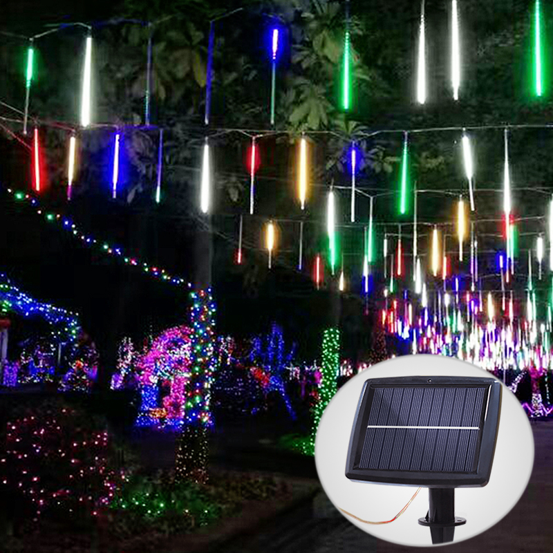 Solar Outdoor String Lights 200 Led Meteor Buis Outdoor Waterdichte Fairy String Lightting Voor Tuin Patio Yard Kerstbomen
