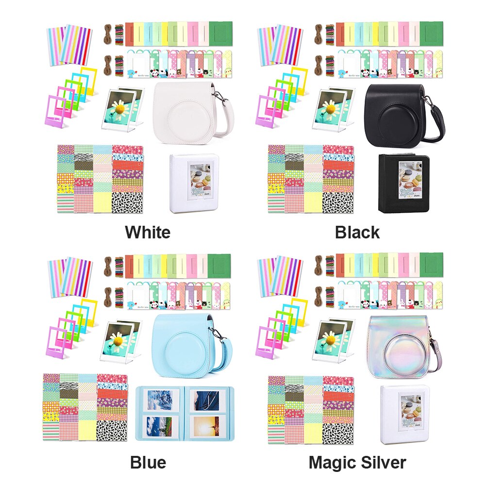 Voor Fujifilm Instax Mini 11 Accessoires Bundel Set Pu Leather Camera Case Cover Schoudertas Album Fotolijsten Stickers