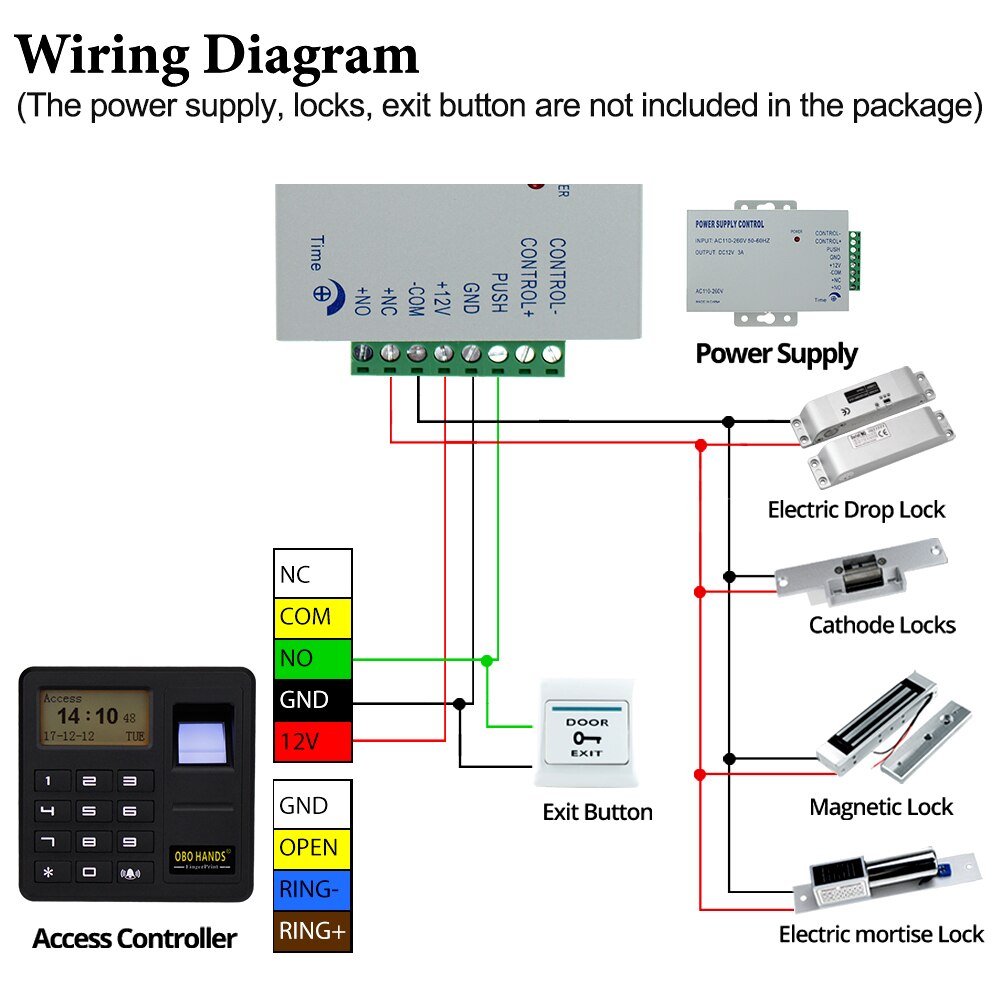 Fingerprint Access Control System RFID Keypad Card Reader 125KHz 13.56MHz RFID Keyboard Access Controller Standalone for Home