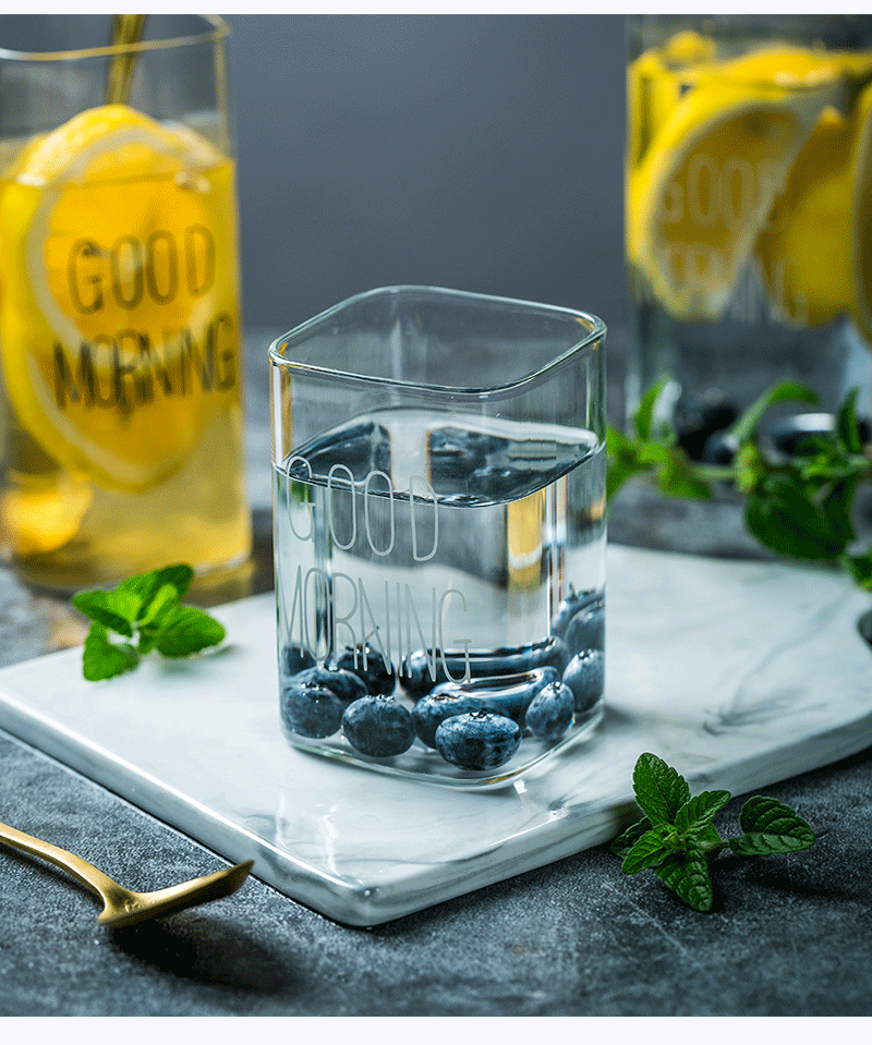 Glass beer glass drink glass Transparent Cup Korean Juice Cup Water Transparent Square Glass Cup