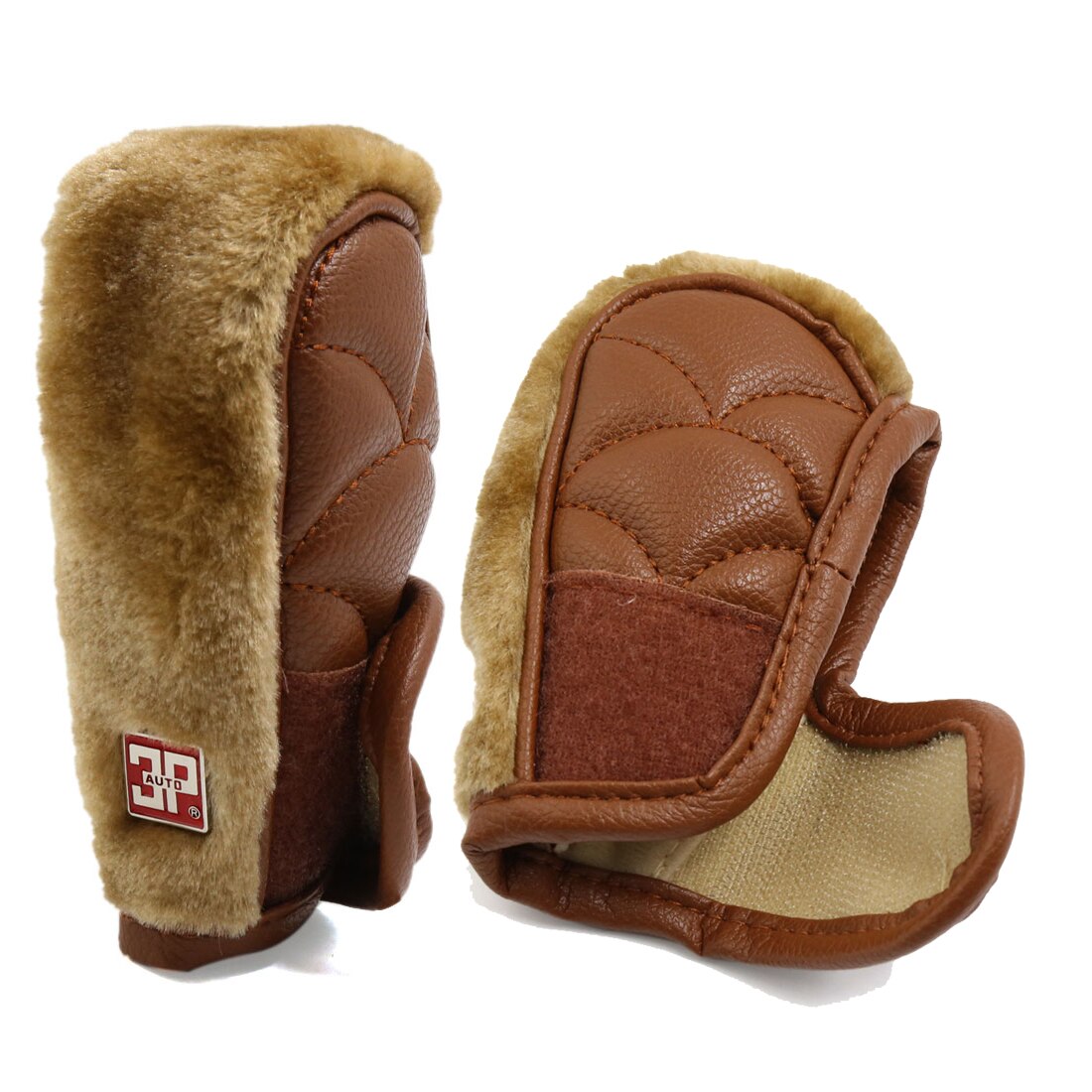 X Autohaux Gray Hoop Loop Fastener Nonslip Protective Cover For Manual Car Gear Lever Knob