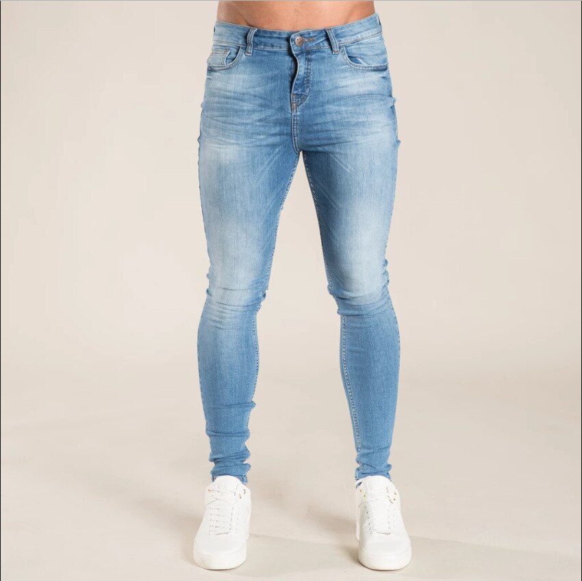 Casual Jeans Men Washed Denim Pants Hip Hop Men's Jeans Streetwear Slim Stretch Biker Jeans Male Pencil Denim Trouser: L / style1 Blue