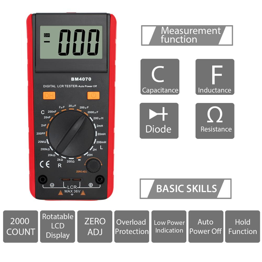 PROSTER – multimètre numérique LCD à décharge automatique, testeur de tension, Inductance, résistance, BM4070 LCR