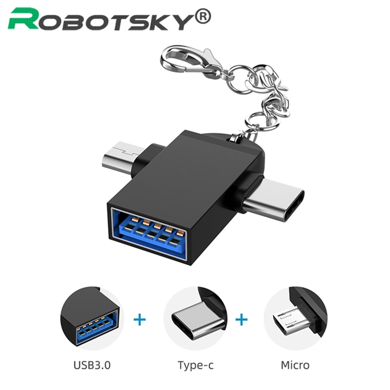 2 in 1 OTG Adapter Type C Micro USB to USB 3.0 Converter Android Phone Data Transfer Adapter Connector for Samsung S10 iPhone 11