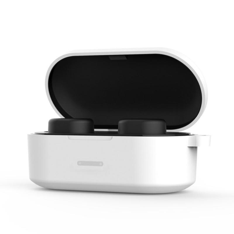 Caso do fone de ouvido de bluetooth apropriado para qcy t1s/qs2 conjunto de fone de ouvido de bluetooth capa protetora de silicone com gancho: white
