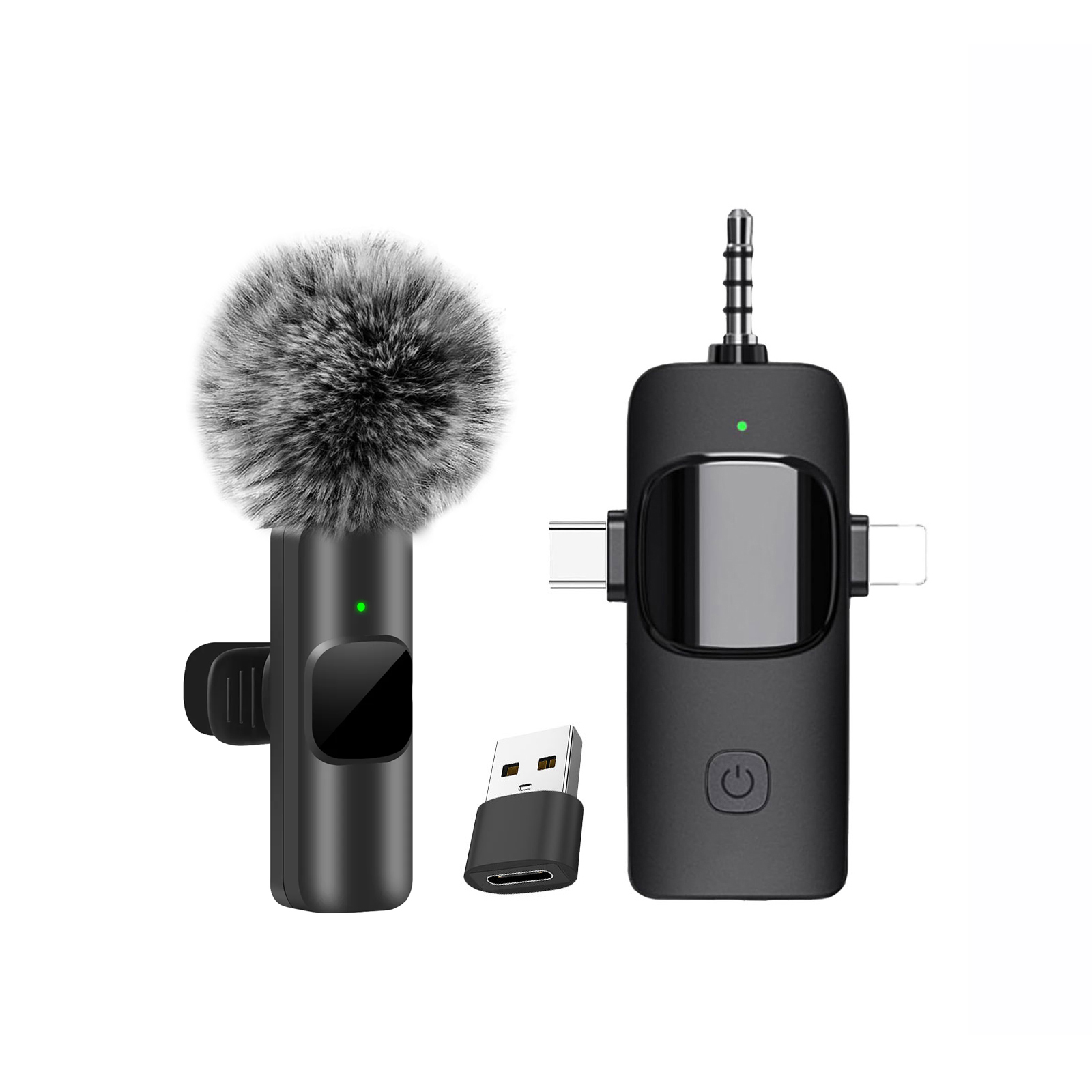 2025 4 In 1 Draadloze Lavalier Microfoon voor iPhone Android 3.5mm voor Radio Live Opname Ruisonderdrukking Mini microfoon: Beige