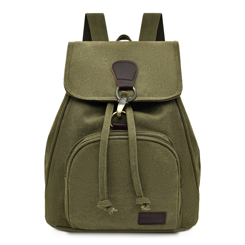 Mannen canvas rugzakken vintage schooltas voor tienermeisjes retro college student mannelijke schooltassen stoffen rugzak: Legergroen