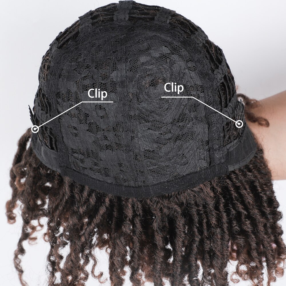 Moderne Koningin 14 ''Korte Synthetische Dreadlocks Pruiken Voor Zwarte Vrouwen Korte Zachte Pruik Zwart Bruin Gehaakte Vlechten Pruiken Warmte slip