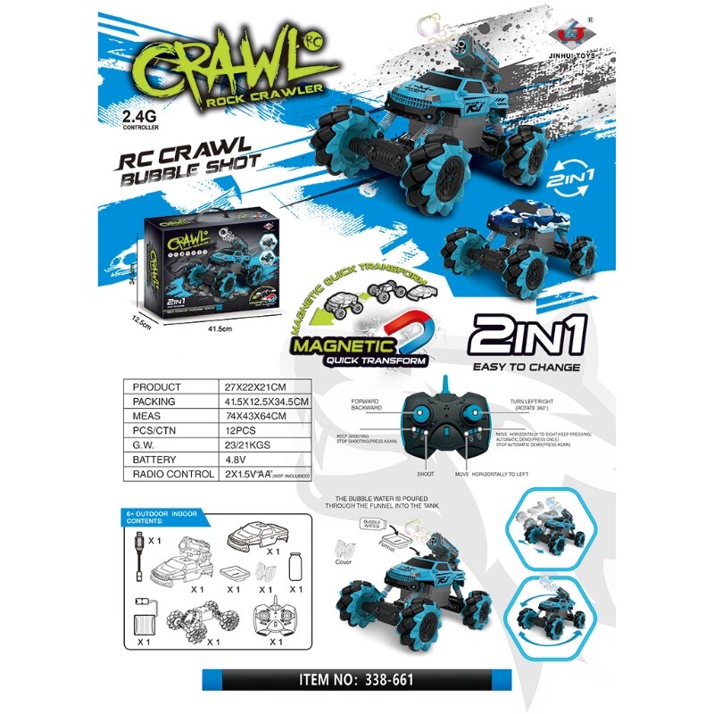 2.4GHz Remote Control Car 360 °Rotating RC Off Road Drifting Truck Radio Crawler Bubble Machine for Kids Gi