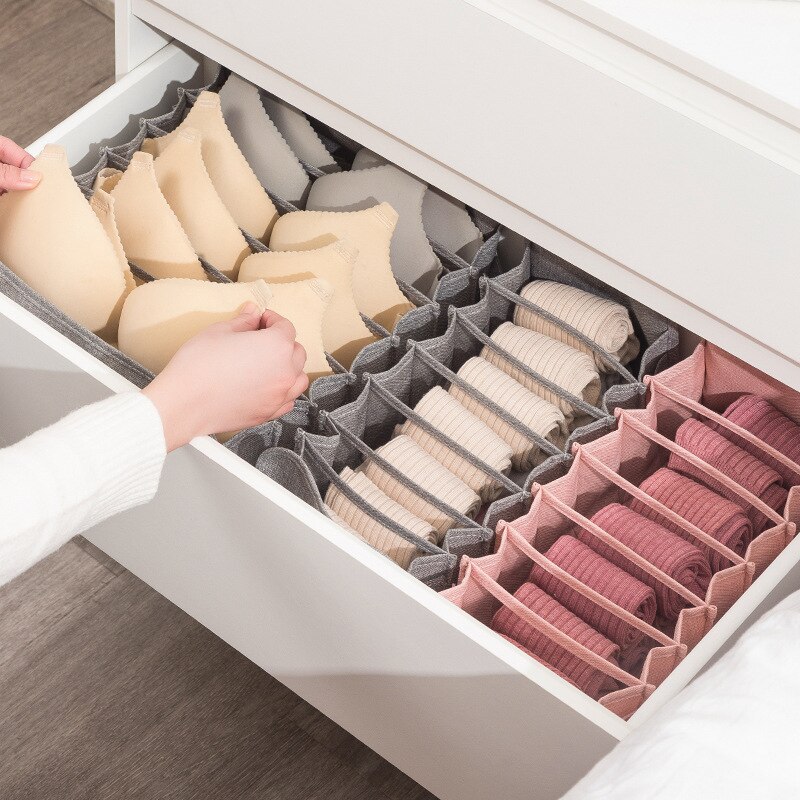 Wandschrank organizer für socken hause getrennt unterwäsche lagerung Kasten 7 Gitter Jeans bh veranstalter faltbare schublade organizer Schlafsaal