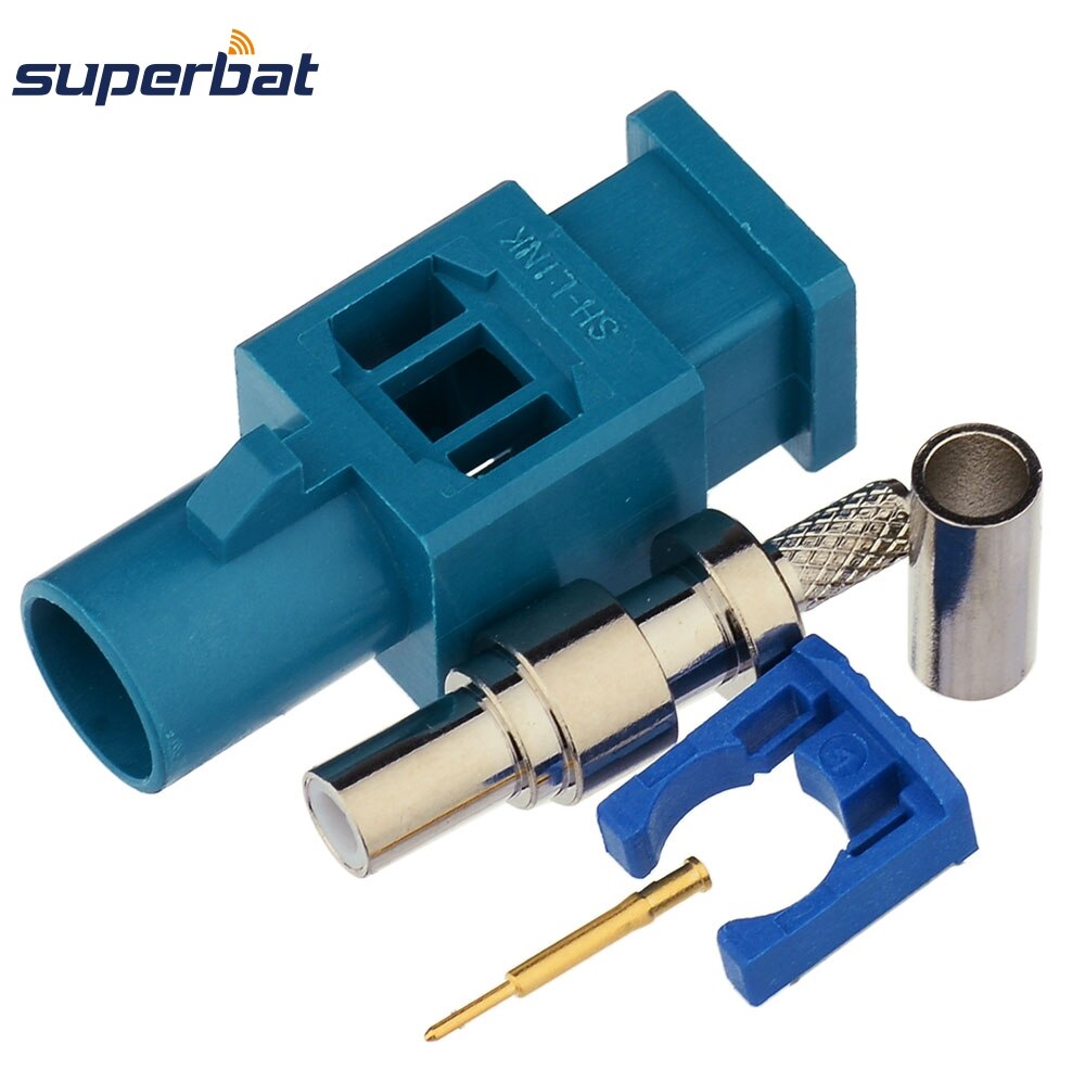 Superbat 10 Stuks Fakra Waterblue /5021 Neutral Codering Crimp Mannelijke Lange Rf Coaxiale Connector