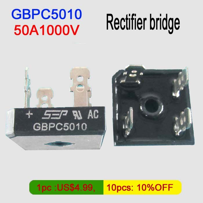 Alle GBPC 3510 (35A1000V), GBPC 5010 (50A1000V) gelijkrichter brug voor inverter lasmachine: GBPC5010(50A1000V)