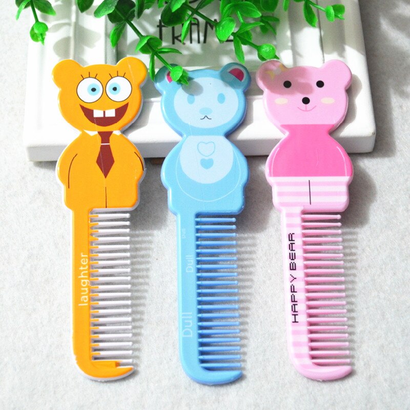 1PC Sicherheit Baby Pinsel Klapp Kamm Neugeborenen Haar Pinsel Cartoon Tier Bär Childdren Reise Kamm Haar Massager Junge Und mädchen