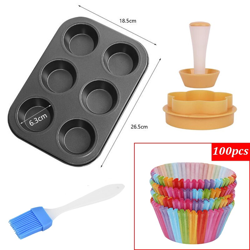 6/12Holes Mini Square Cupcake Pan Muffin Tray Cupcake Mold Muffin Pan Carbon Steel Baking Pan Non Stick Bakeware Biscuit Pan ZXH: 6 holes1MJ1SZ100cup