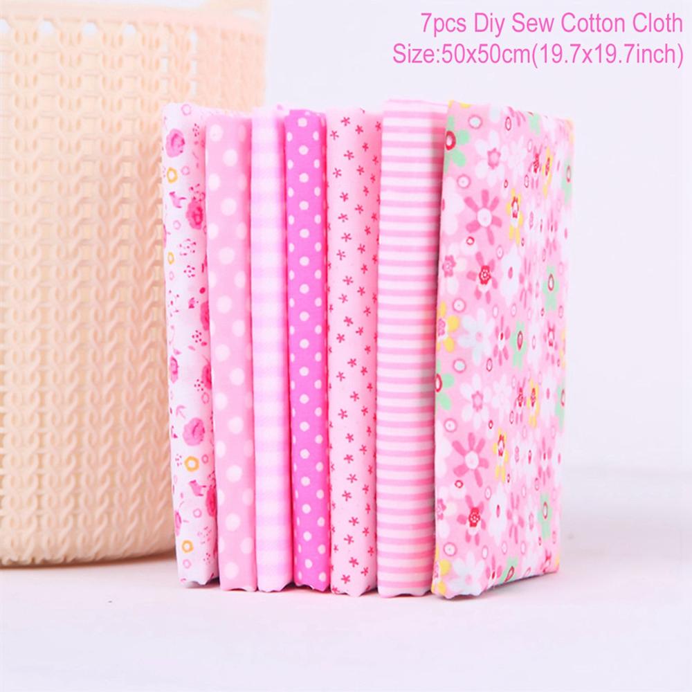 Fengrise-tissu en coton 100% imprimé | Tissus cousus et cousus, pour Patchwork, accessoires de bricolage faits à la main, 7 pièces 50x50cm: 50x50cm Pink 7pcs