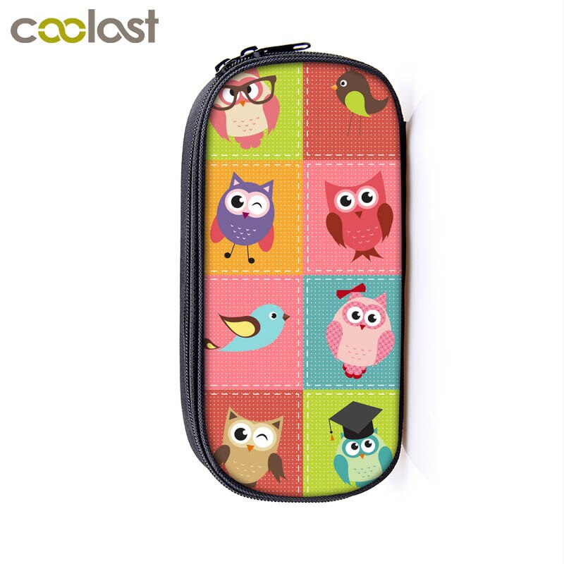 Nuit oiseau hibou imprimer étuis à cosmétiques porte-crayons femmes sac de maquillage filles papeterie sac école étui boîte à crayons fournitures scolaires: qbbxmty10