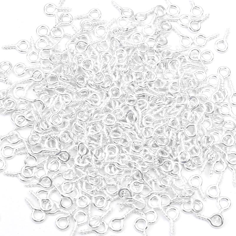 Ganchos con rosca para hacer bisutería, Mini pasadores pequeños de 8x4mm, 500 piezas, ojales, tornillos, cierres dorados, accesorios de joyería: Silver / 10x5mm-approx 500pcs