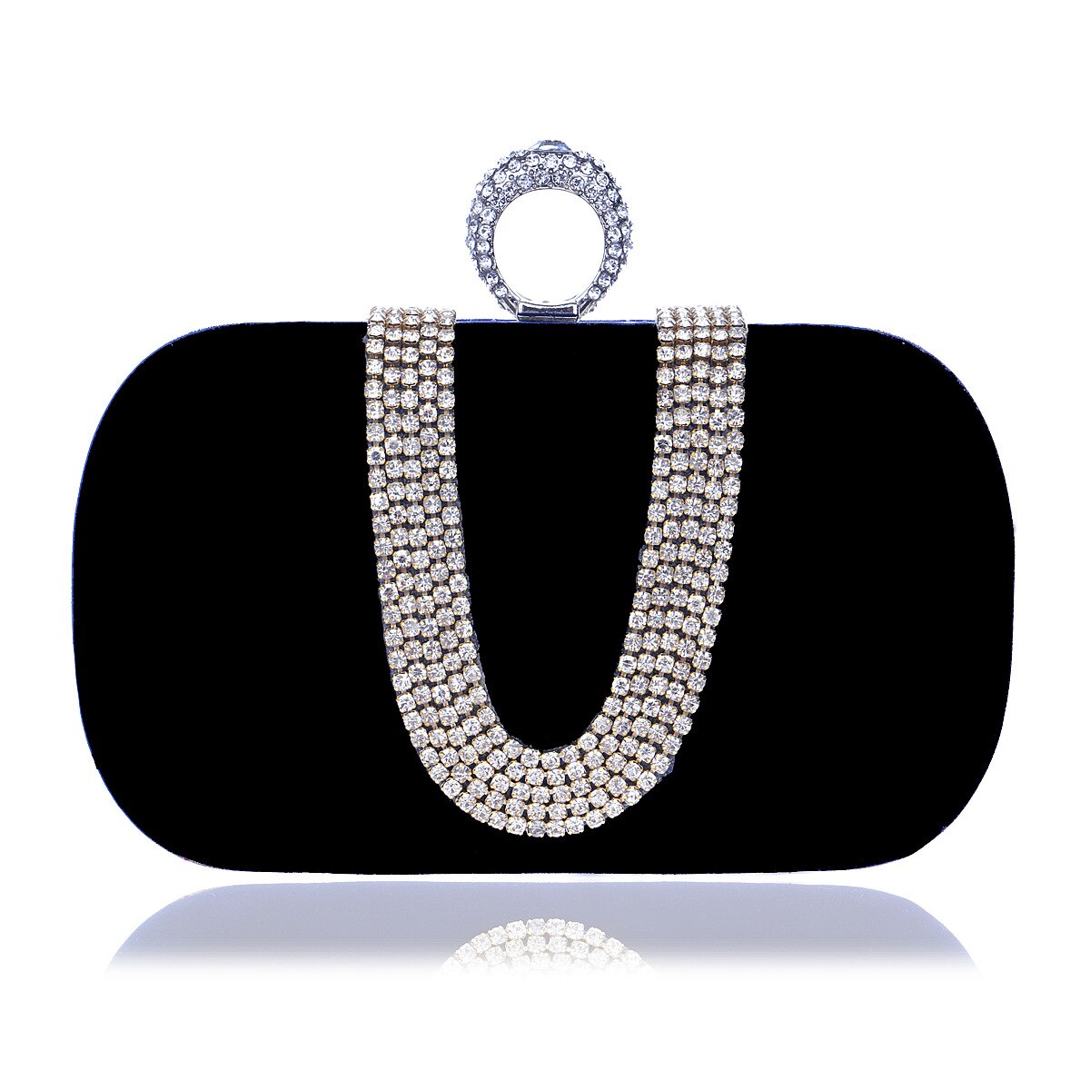 Aften clutch taske fest bryllup krystal clutches pung crossbody tasker til kvinder luksus kæde skuldertaske med rhinestone sac: Sort