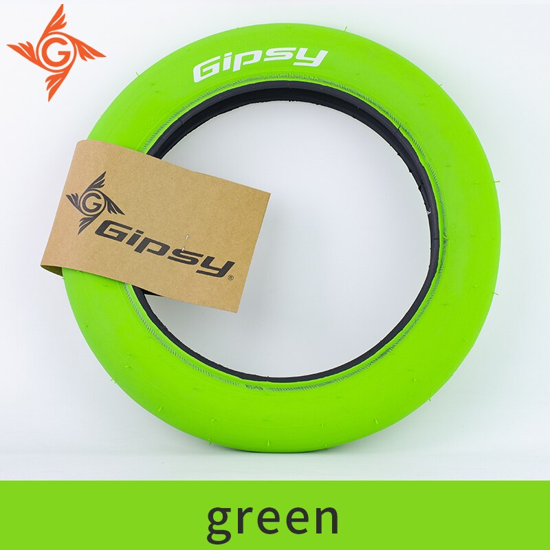 Pneus de vélo 12 pouces pour enfants, pneu lisse, 1.75g, 10 couleurs, 12x240, 60TPI,: Green