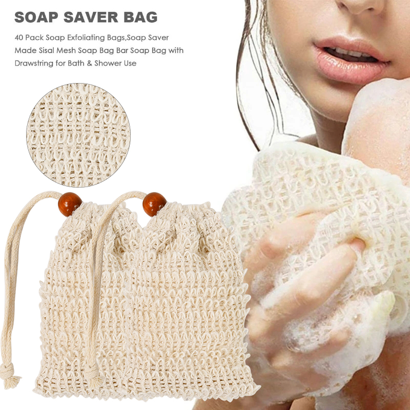 5–50 Stück natürliche Sisal-Seifenbeutel, Duschbad, Peeling-Seifenschoner, Beutelhalter für Bad und Dusche, Seifenverpackung, Netzbeutel