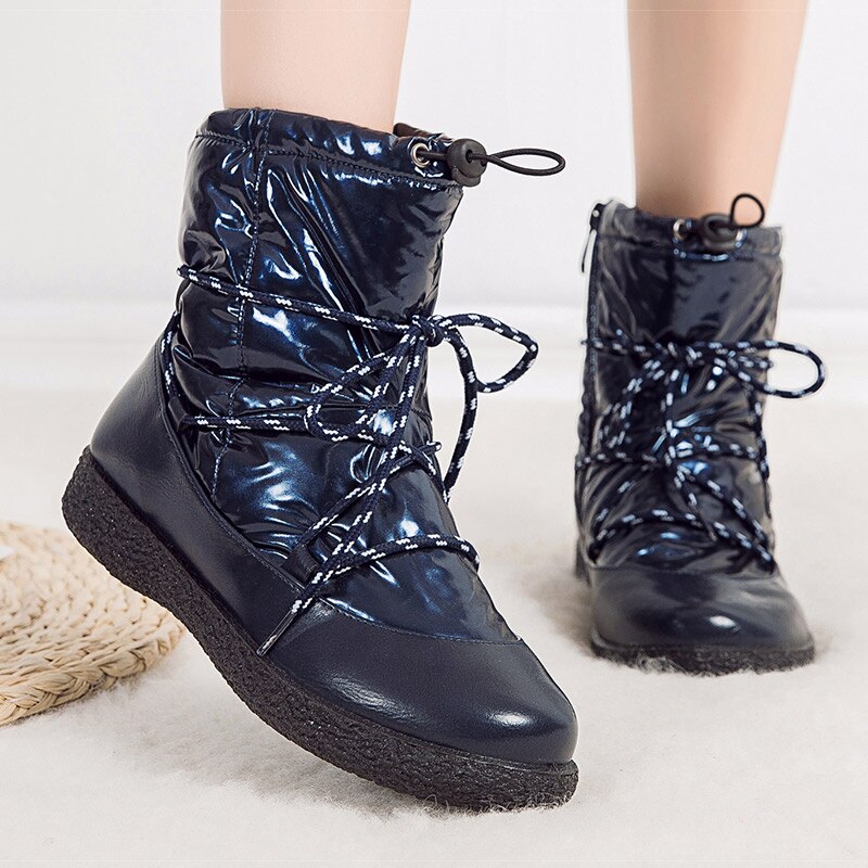 Women Boots Winter Shoes Woman Bling Snow Boots Plus Size Botas Mujer Waterproof Winter Boots Low Heels Ankle Boots Feamle