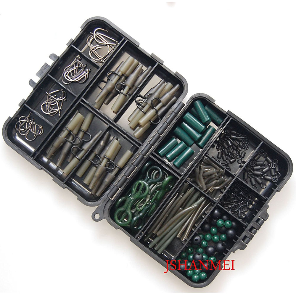 160Pcs/Box Carp Fishing Tackle Kit Anti-Tangle Sleeve Line Aligner Bait Screw Stoper Hook Sinker Carp Fishing Accessories