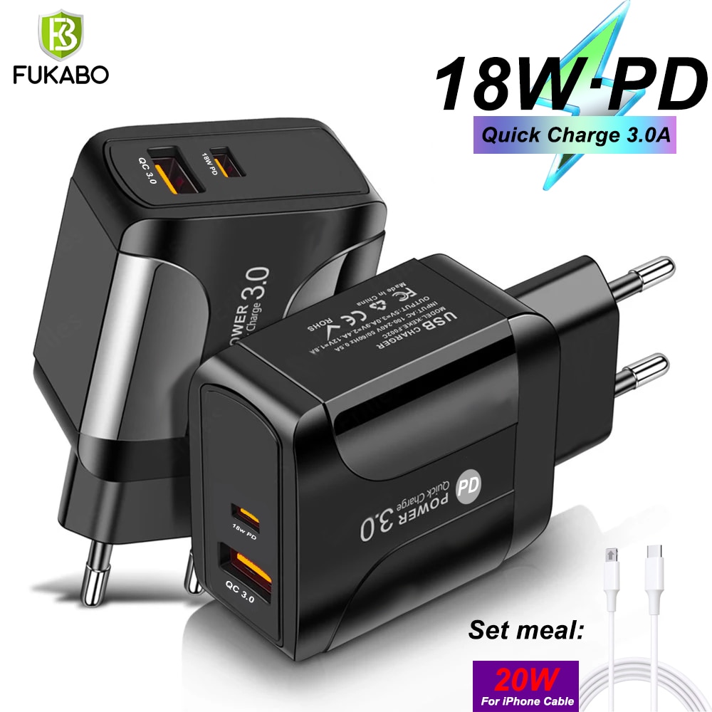 18W PD Quick Charge 3,0 USB Ladegerät EU/US/UK Stecker Handy Ladegerät Für iPhone 12 11 Pro X XR XS MAX blitz Schnelle Lade