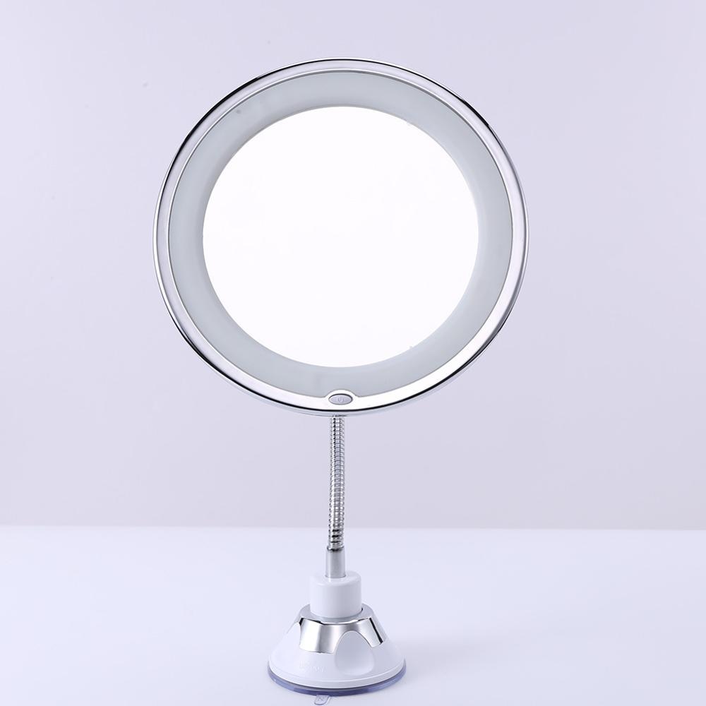 5X 10X Vergroting Make-Up Spiegel Vouwen Verstelbare Vergrootglas Spiegel Sterke Zuignappen Met Led Natuurlijke Licht