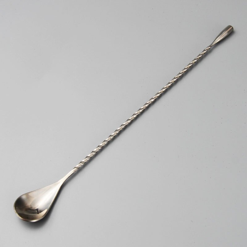 1 stk 30cm blande cocktailskjeer i rustfritt stål spiralmønsterstang dråpeskje røreskje barverktøy bartenderverktøy: Sølv
