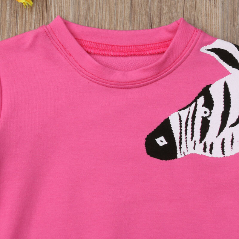 1-6Years Kids Tassels Toddler Baby Girls Outfits 3D Zebra Sleeve Top T-shirt Sweatshirt Clothes