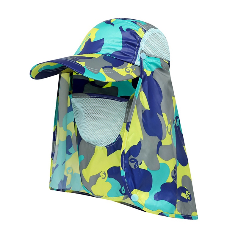 Fishing Flap Caps For Men Women Quick Dry Sunshade UV Protection Removable Ear Neck Cover Caps Mosquito-proof Hat Wild River Hat: Clear