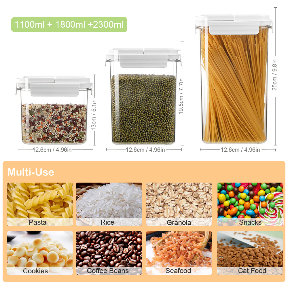 2 Pak Ontbijtgranen Dispenser Set, Luchtdichte Voedselopslagcontainer Voor Keukenpantry-Organisatie, Plastic Bakjes Met Deksels