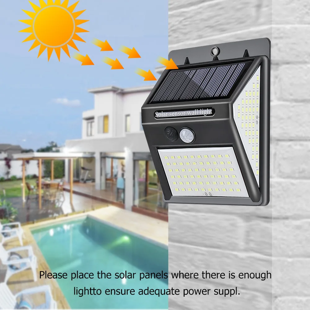 144 LED Solar Light Wireless PIR Motion Sensor Waterproof Wall Lamp Solar Powered Sunlight Street Lamp Garden Decor