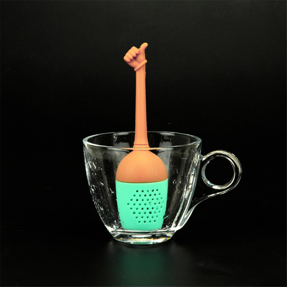 Herbruikbare Siliconen Thee-ei Hand Signaal Shaped Grappig Kruidenthee Bag Herbruikbare Koffie Filter Diffuser Zeef Thee Accessoires