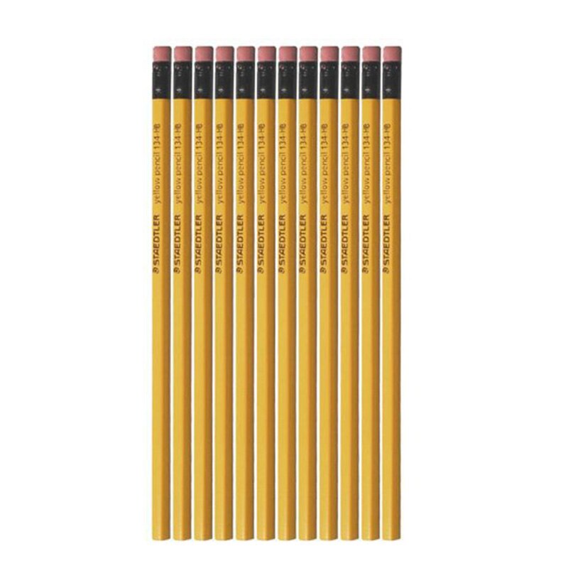 2pcs STAEDTLER Yellow Wood Pencil + Rubber Yellow Rod Classic Pencil 134 HB/2B