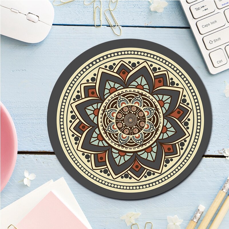 Computer Mat Mouse Pad Rubber Thickening Non-slip Pattern Round Mouse Pad Art Mice Mat For Computer Laptop: Style 20