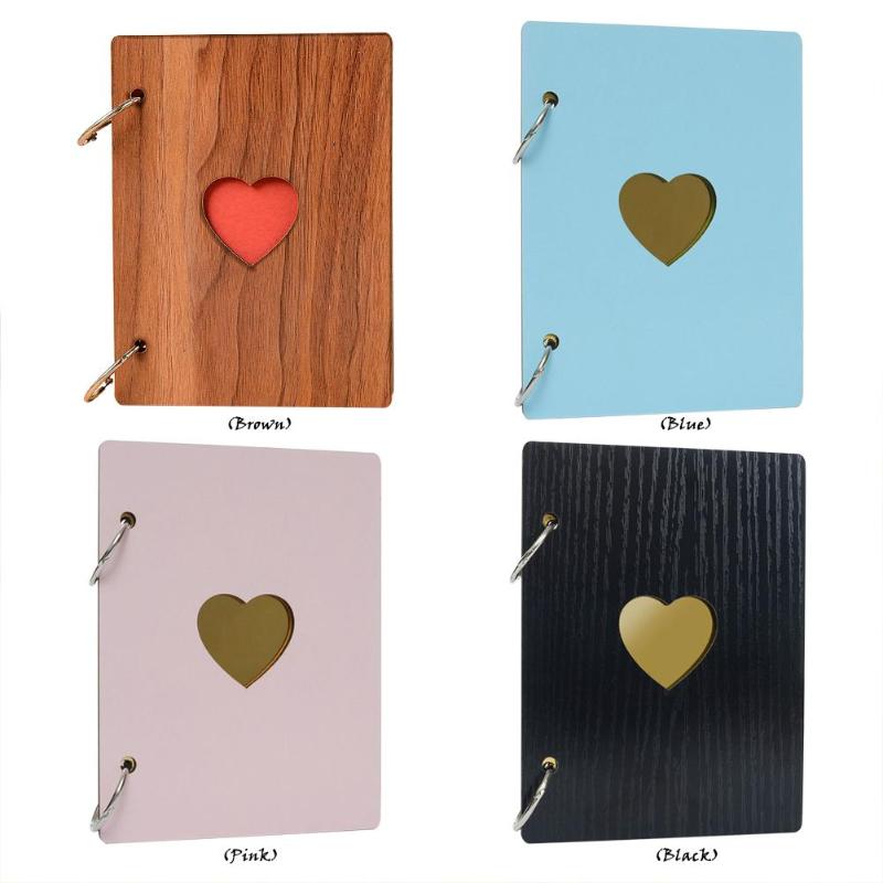 6 Inch Wooden Photo Album Loose-Leaf Scrapbook DIY Paste Classmates Notebook Retro Handmade Wedding Guestbook Graduation Album