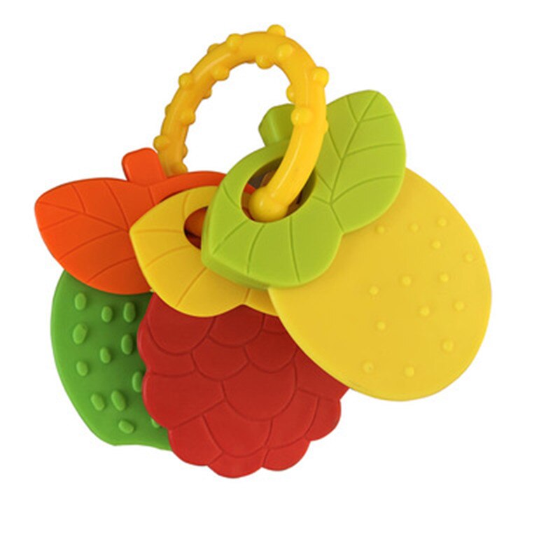 1Pcs Baby Molaire Speelgoed Kids Bijtring Leuke Siliconen Macaron Kleur Fruit Vorm Bijtring Baby Rammelaar Veiligheid Verjaardag