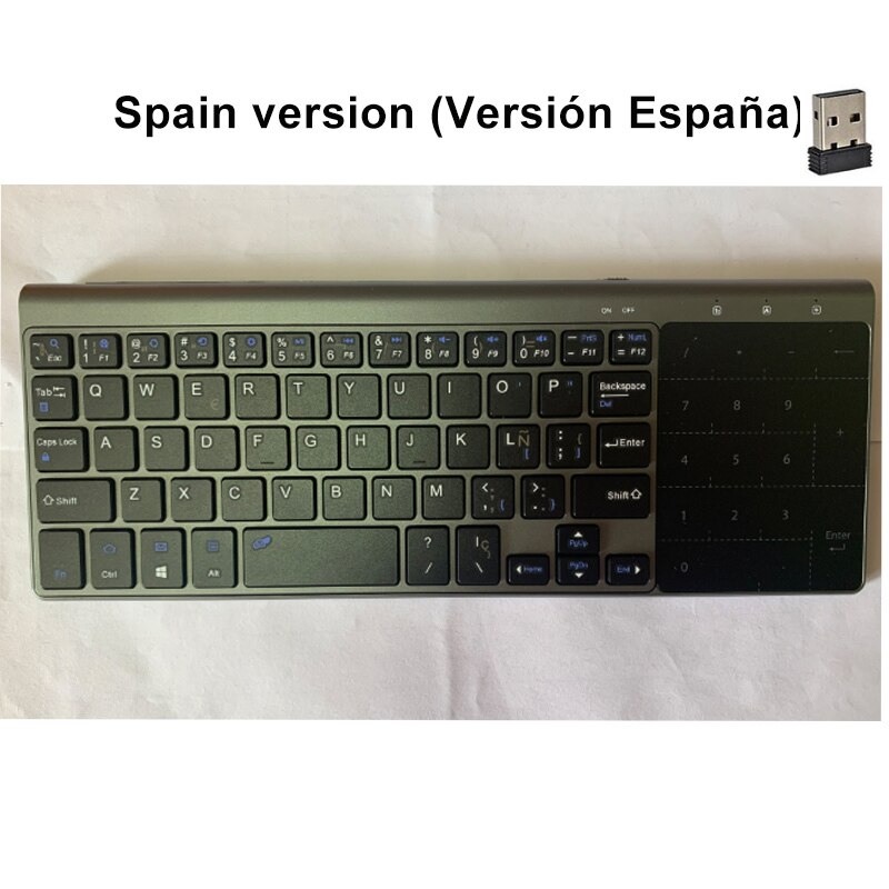 Mini-clavier sans fil, avec pavé tactile numérique, pour ordinateur portable, Smart TV, YR, USB, fin, espagnol, russe: 2.4G Spain Edition