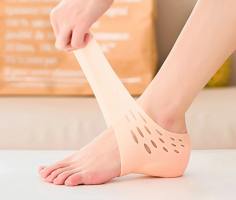Unsichtbare Höer ErhöHenne Silikon Socken Gel Ferse Pads Orthopädische Bogen Unterstützung Ferse Kissen Einlegesohlen Fuß Massage Pad unisex: Beige