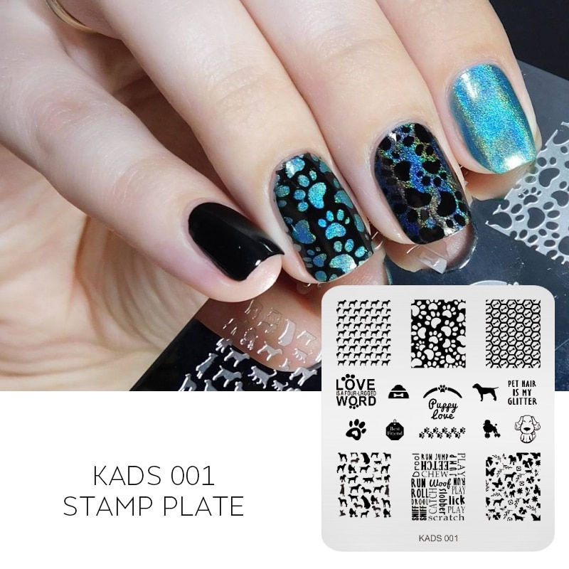 Kads Leuke Hond &amp; Footprint Rvs Nail Art Stamping Stamp Template Schoonheid Stencil Diy Decoratie Gereedschappen