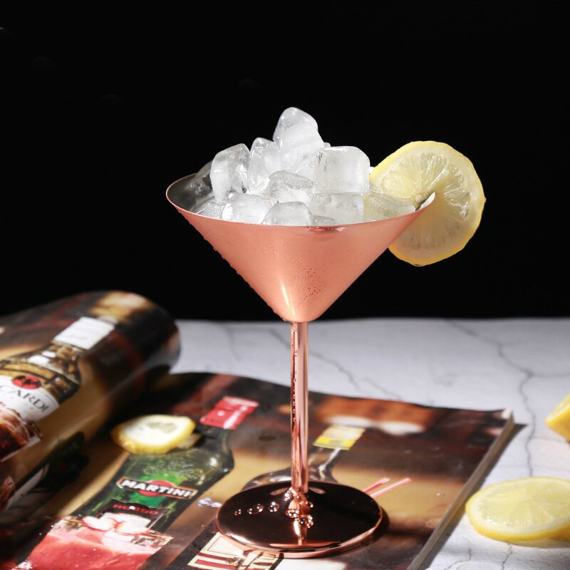 in America Stile Classico Triangolare 304 sbarra in Acciaio Inox Martini Calice in Oro Rosa Da cocktail Bicchiere Da dolce Speciale Bevande Tazza di vino: rosa oro