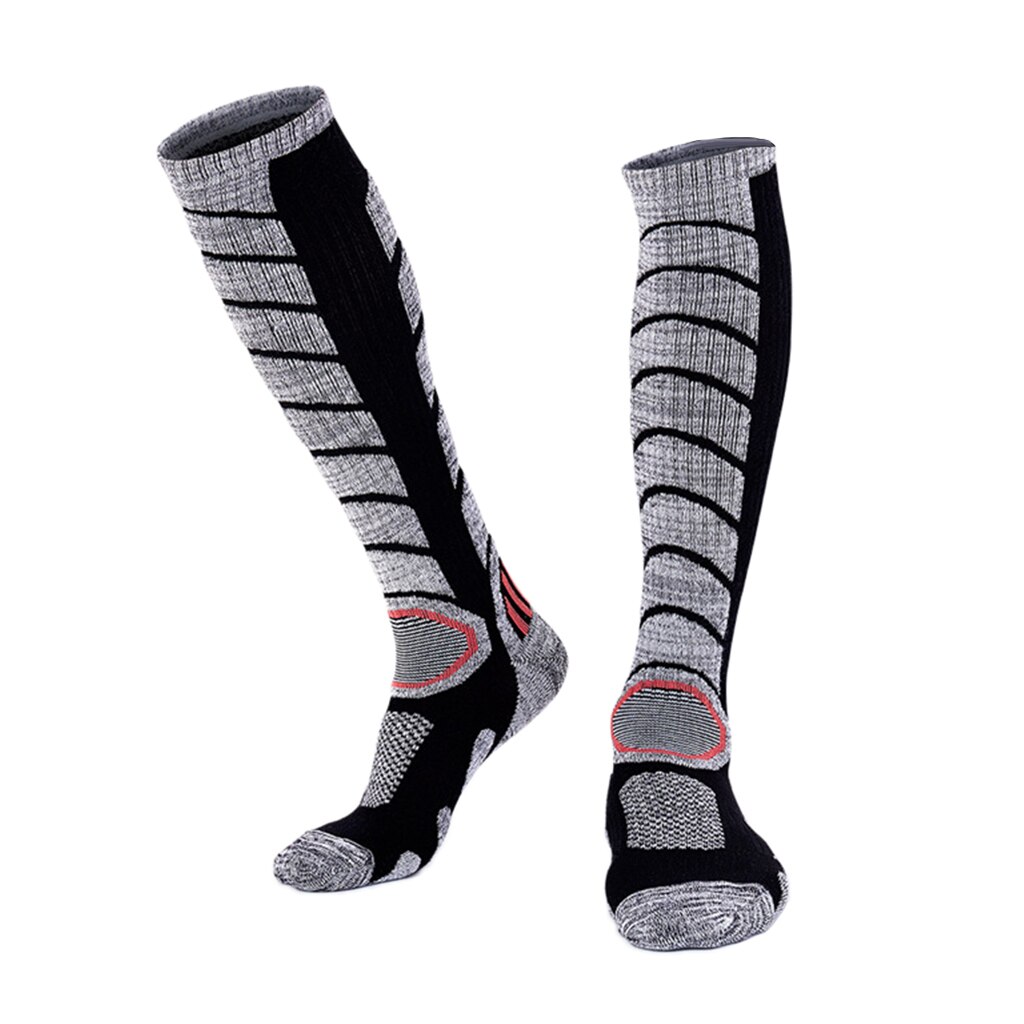 Masculino feminino longo quente neve meias de esqui caminhadas ao ar livre inverno esporte meias snowboard: Black L