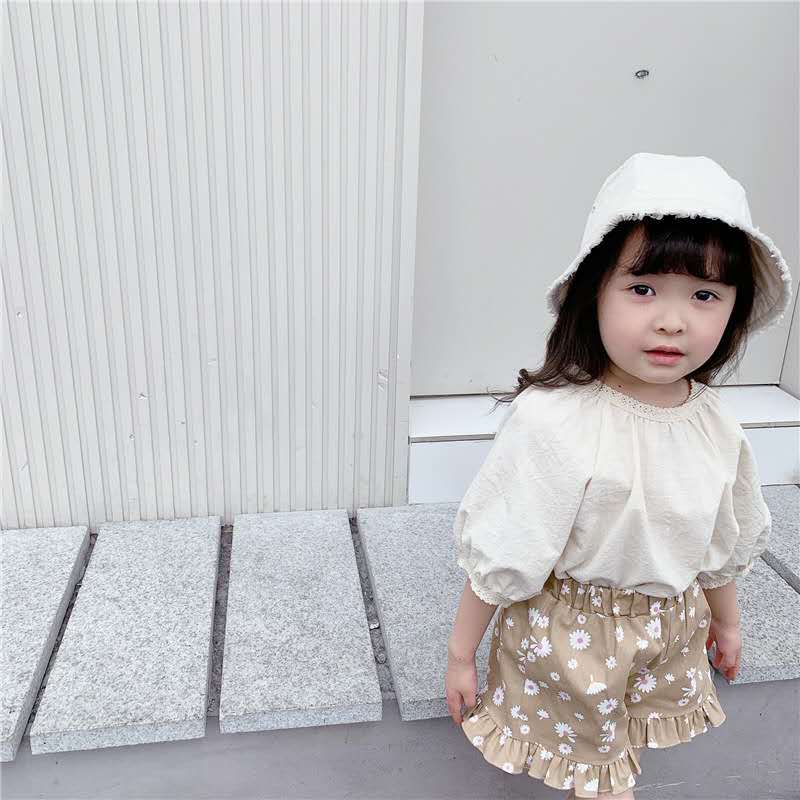 Abbigliamento per bambini 2020 di proprietà nuovi prodotti ragazze Coreano vestito da proprietà del merletto di canapa del cotone camicia a maniche lunghe