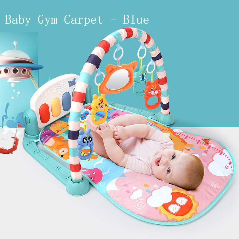 Baby Play Mat Educational Puzzle Carpet With Piano Keyboard Lullaby Music Kids Gym Crawling Activity Rug Toys for 0-12 Months: Blue