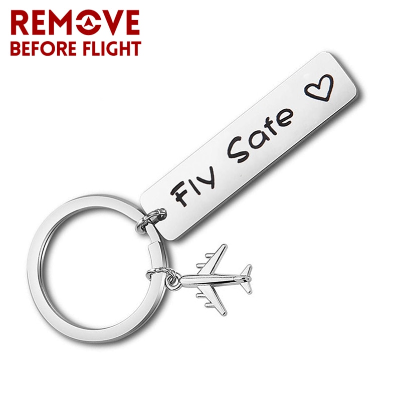 Drive Safe Fly Safe Keyring Plane Keychain Couples Men Boyfriend Pilot Flight Key Chain Christmas