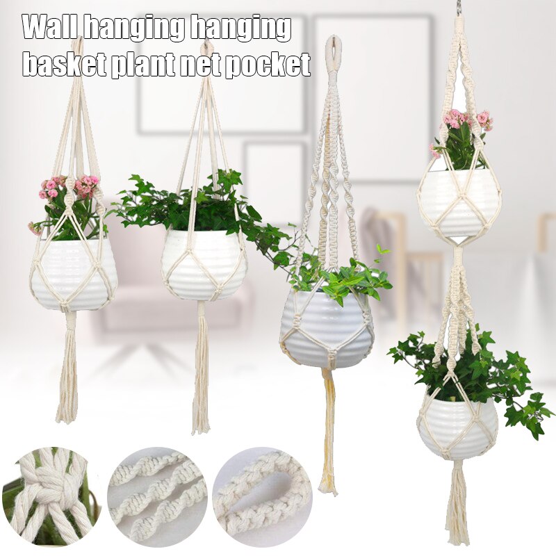 Macrame växthängare inomhus utomhus hängande växthållare hängande planteringsställ blomkrukor för dekorationer sec 88