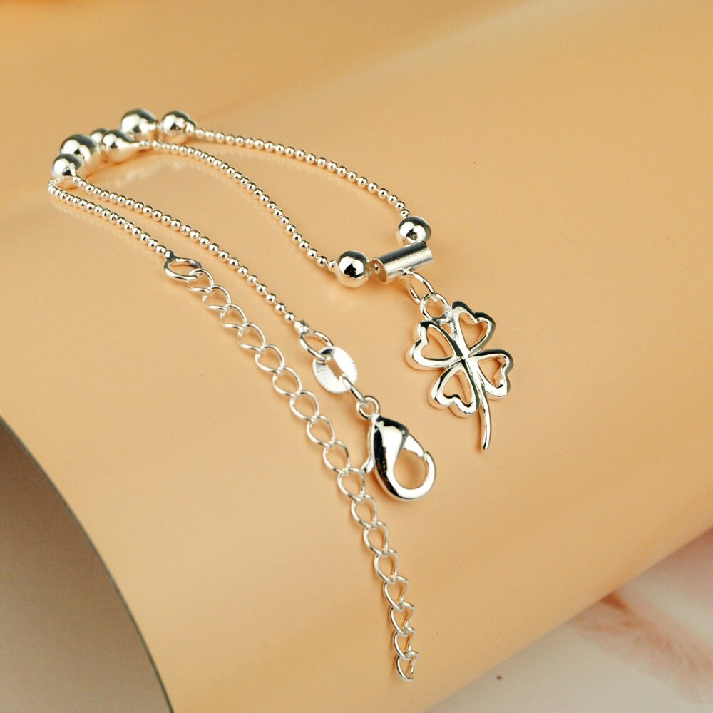 Foot Anklet 925 Sterling Ladies Silver Anklets Bracelet Chain For Women leaves Pendant Foot Jewelry Package Mail