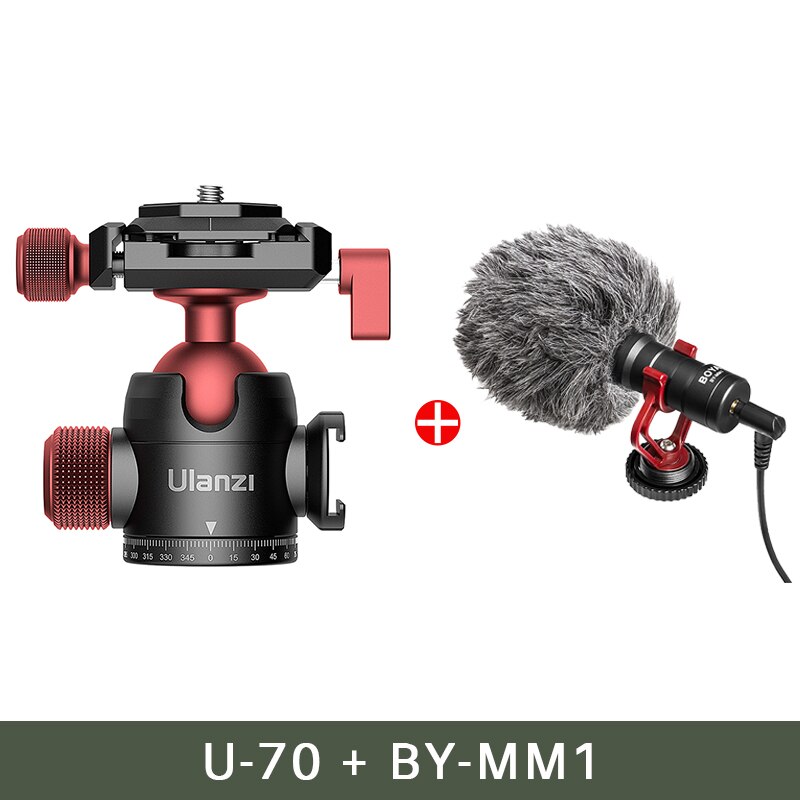 Ulanzi-Mini cabezal de bola de Metal para fotografía soporte esférico de doble zapata fría inclinable, cabezal de trípode, cabezal de trípode Vlog, accesorios de fotografía